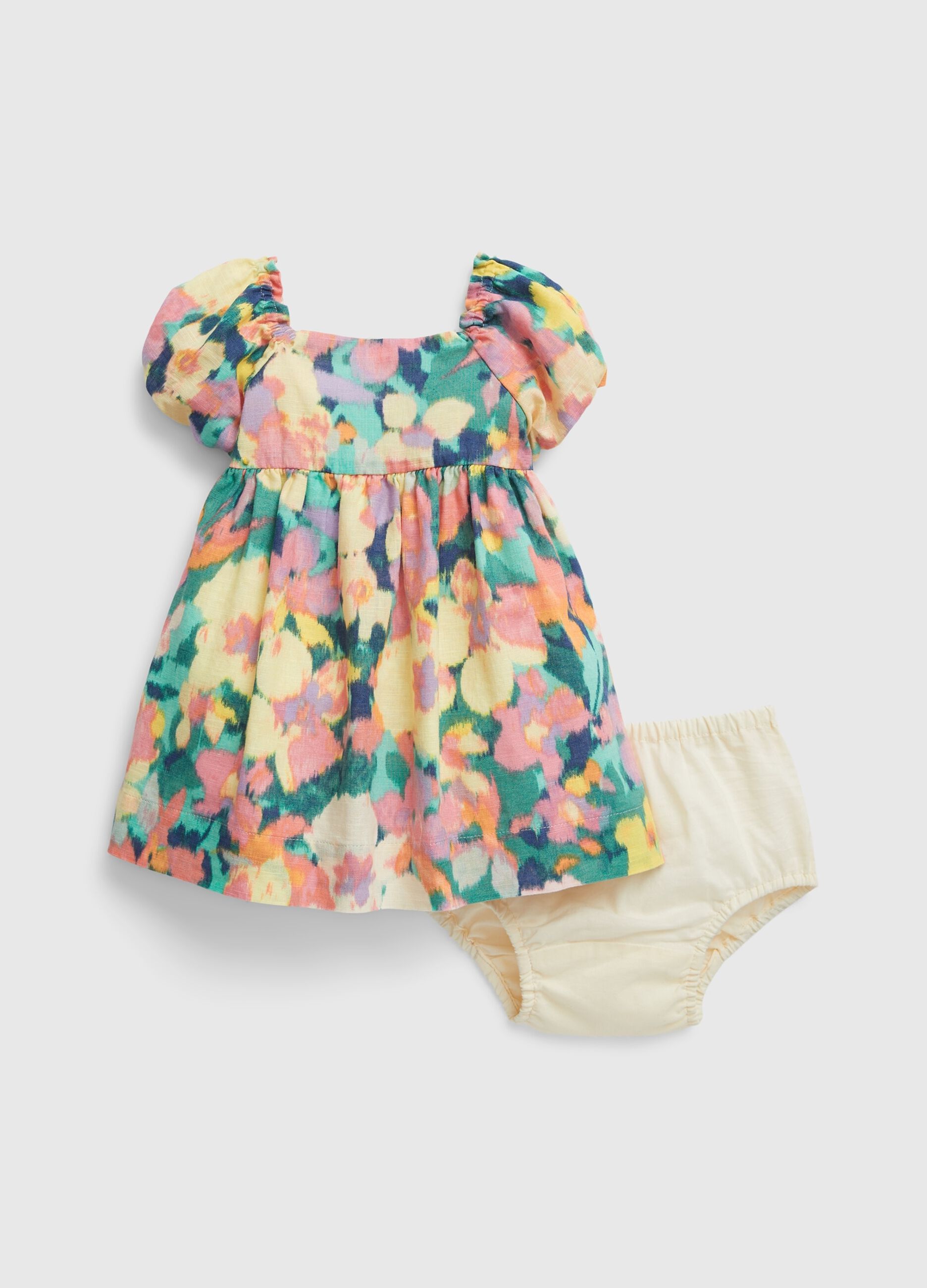 Linen and cotton dress and knicker shorts set