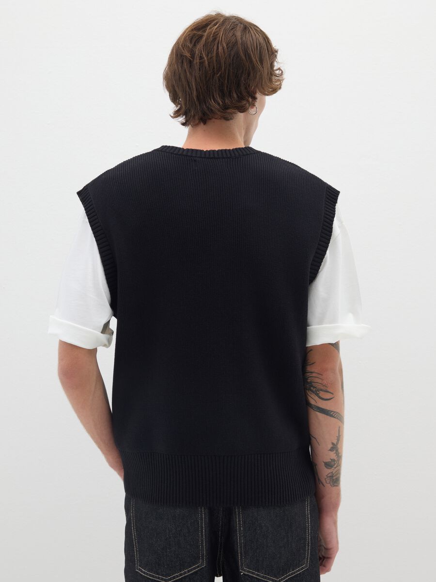 Gilet in puro cotone nero regular fit_2