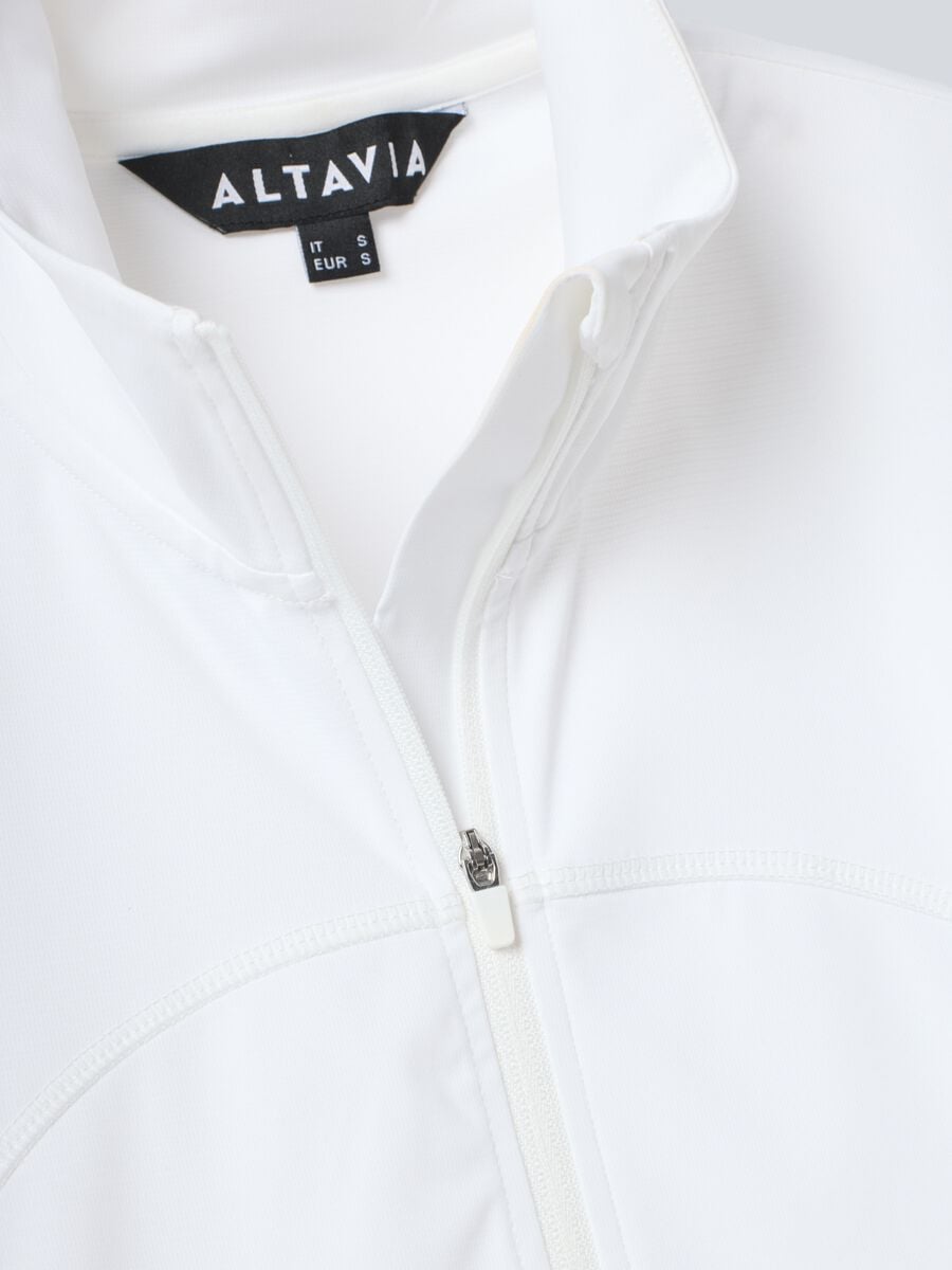 Felpa full zip ALTAVIA COURT bianca in tessuto tecnico elasticizzato_5
