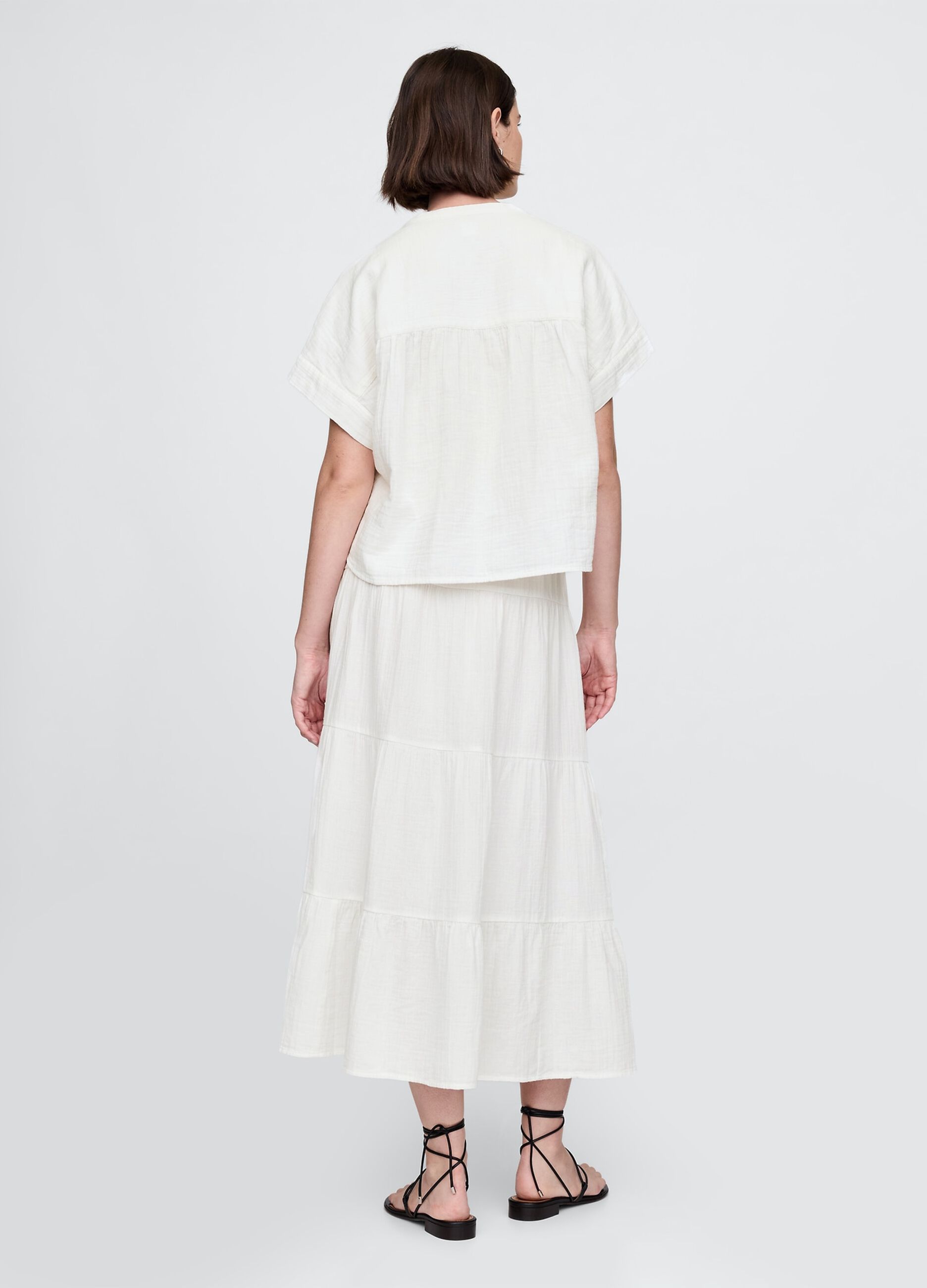 White set with top and tiered long skirt