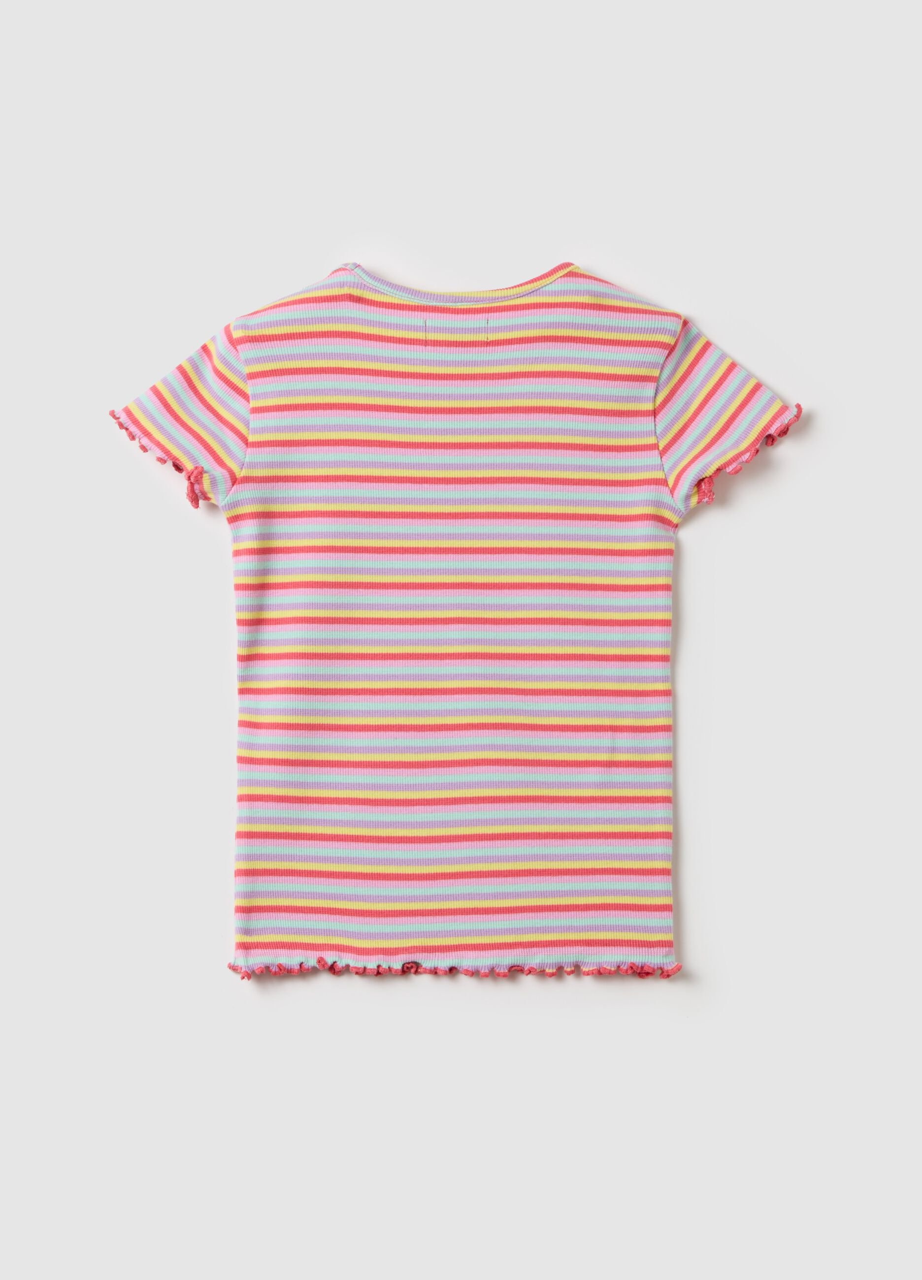 Ribbed T-shirt with striped pattern