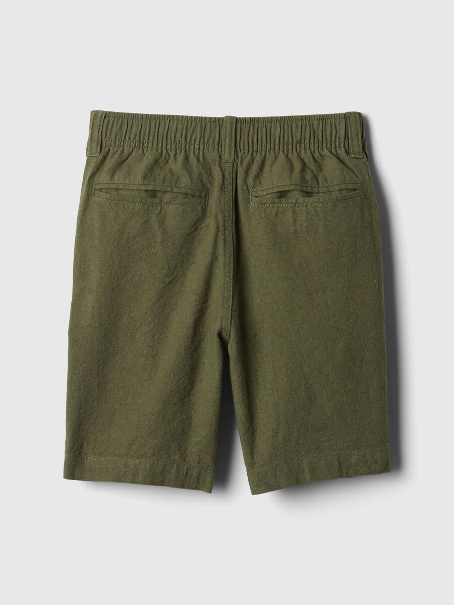 Linen and viscose Bermuda shorts with stretch waist_4