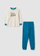 Beige and blue pure organic cotton pyjamas with bear print_0
