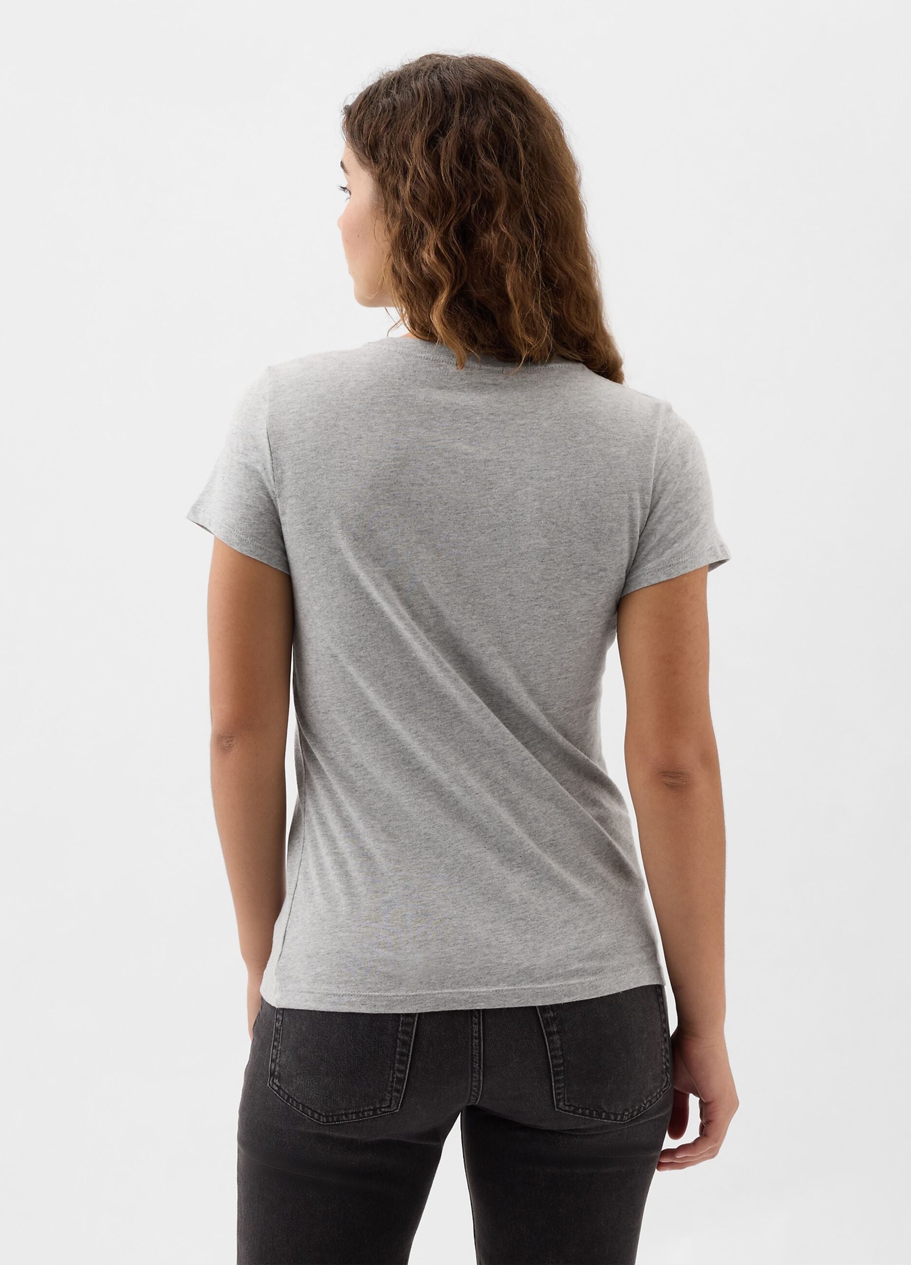 T-shirt grigio chiaro in puro cotone con logo GAP