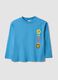 Blue pure cotton jersey T-shirt with crew neck and Sonic print_0