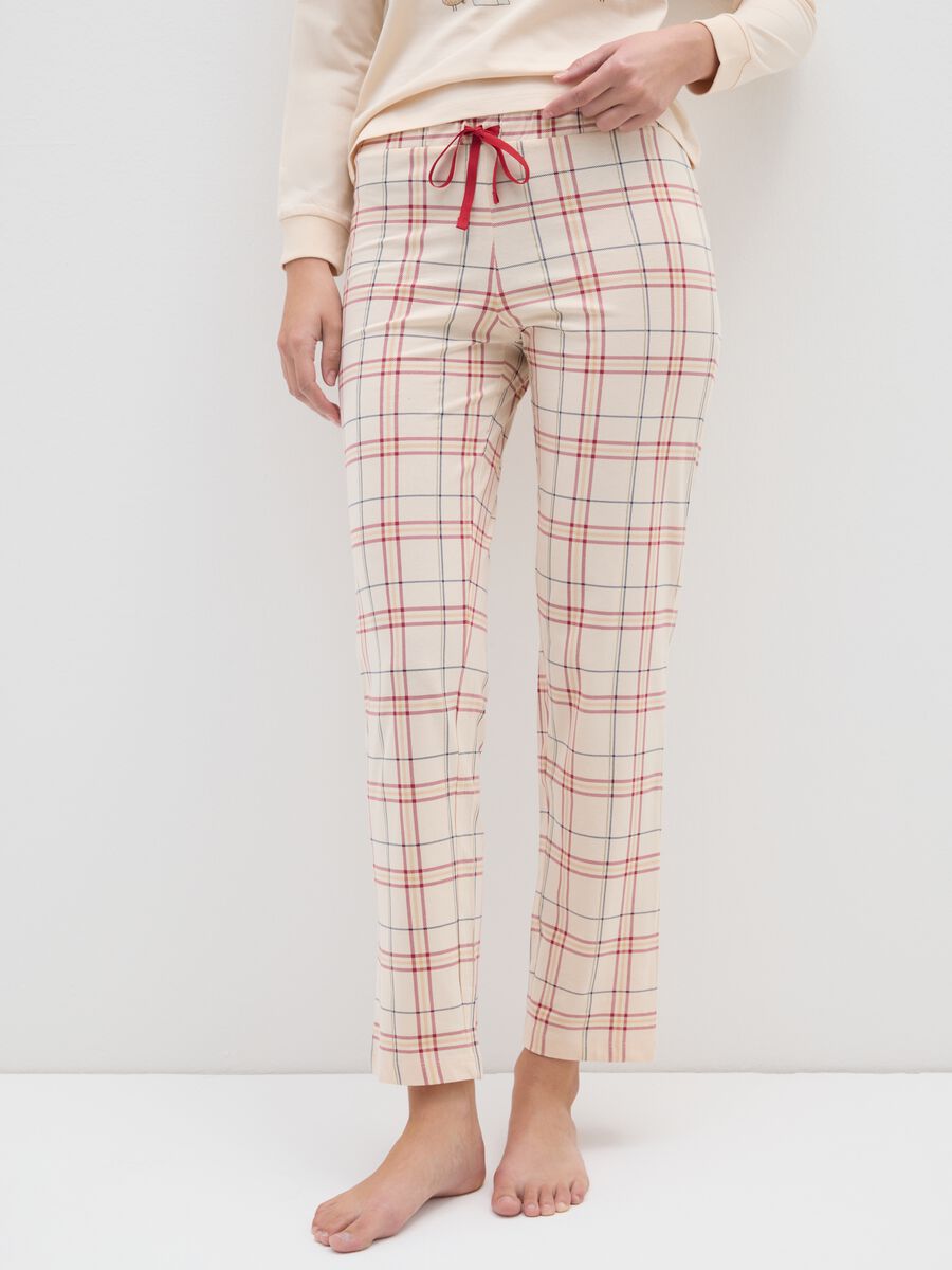 Multicolour checked pyjamas in pure cotton regular fit with print_3