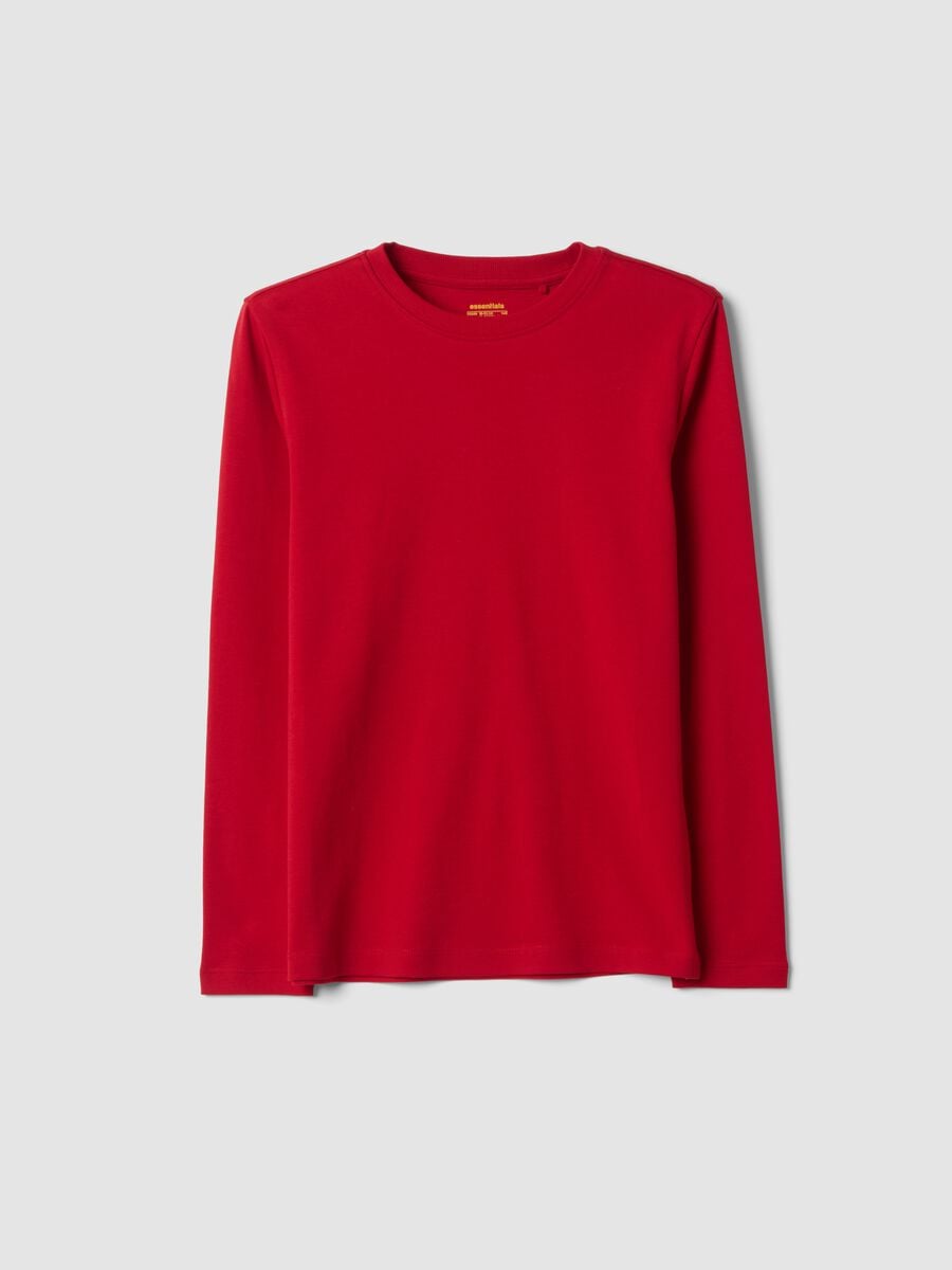 T-shirt rossa in puro cotone organico con girocollo_0