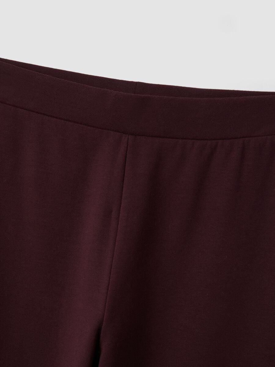 Plum purple flared leggings in stretch cotton_1