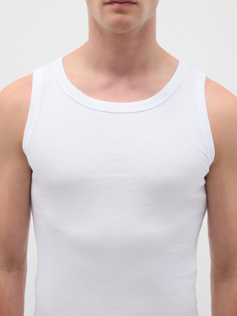 Men's white pure cotton tank top_1