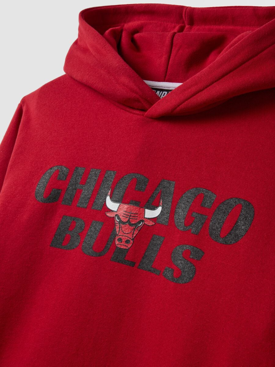 Felpa rossa con cappuccio in misto cotone con stampa Chicago Bulls_1