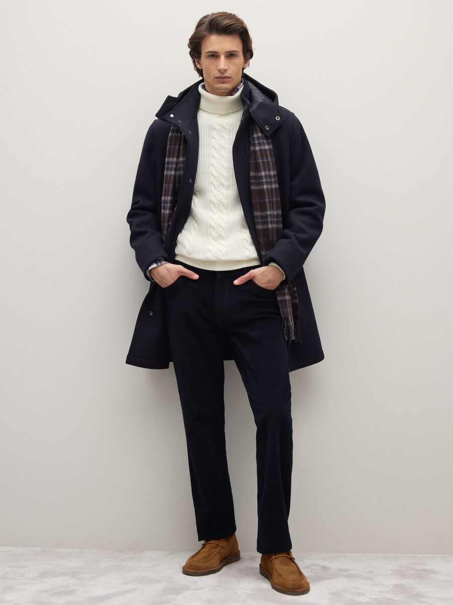 Blue coat with detachable hood regular fit_1
