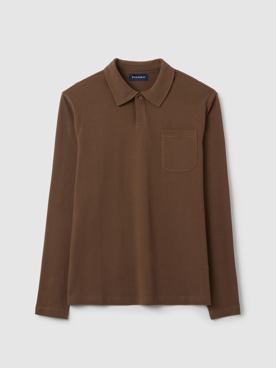 Brown pure cotton regular fit polo_0