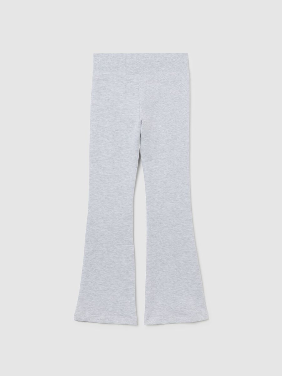 Girls' flared treggings in grey stretch cotton blend_1