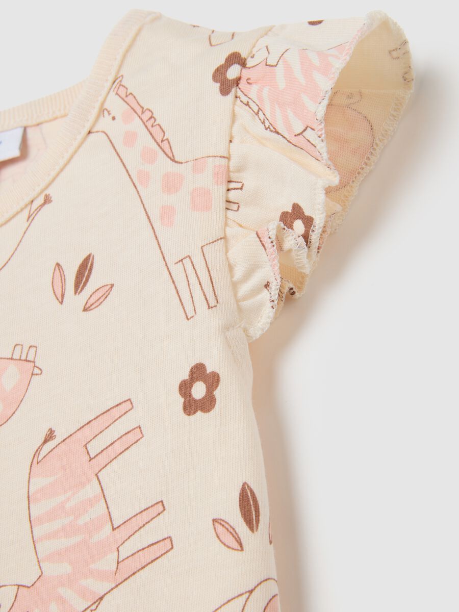 Girls' summer set in pure beige cotton regular fit with print_2