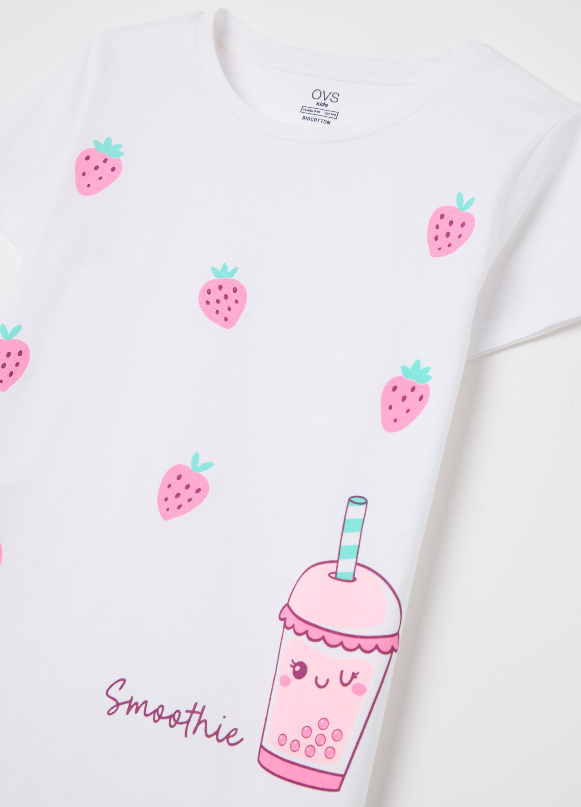 White and light blue pyjamas in organic cotton with print