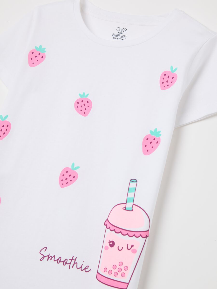 White and light blue pyjamas in organic cotton with print_3