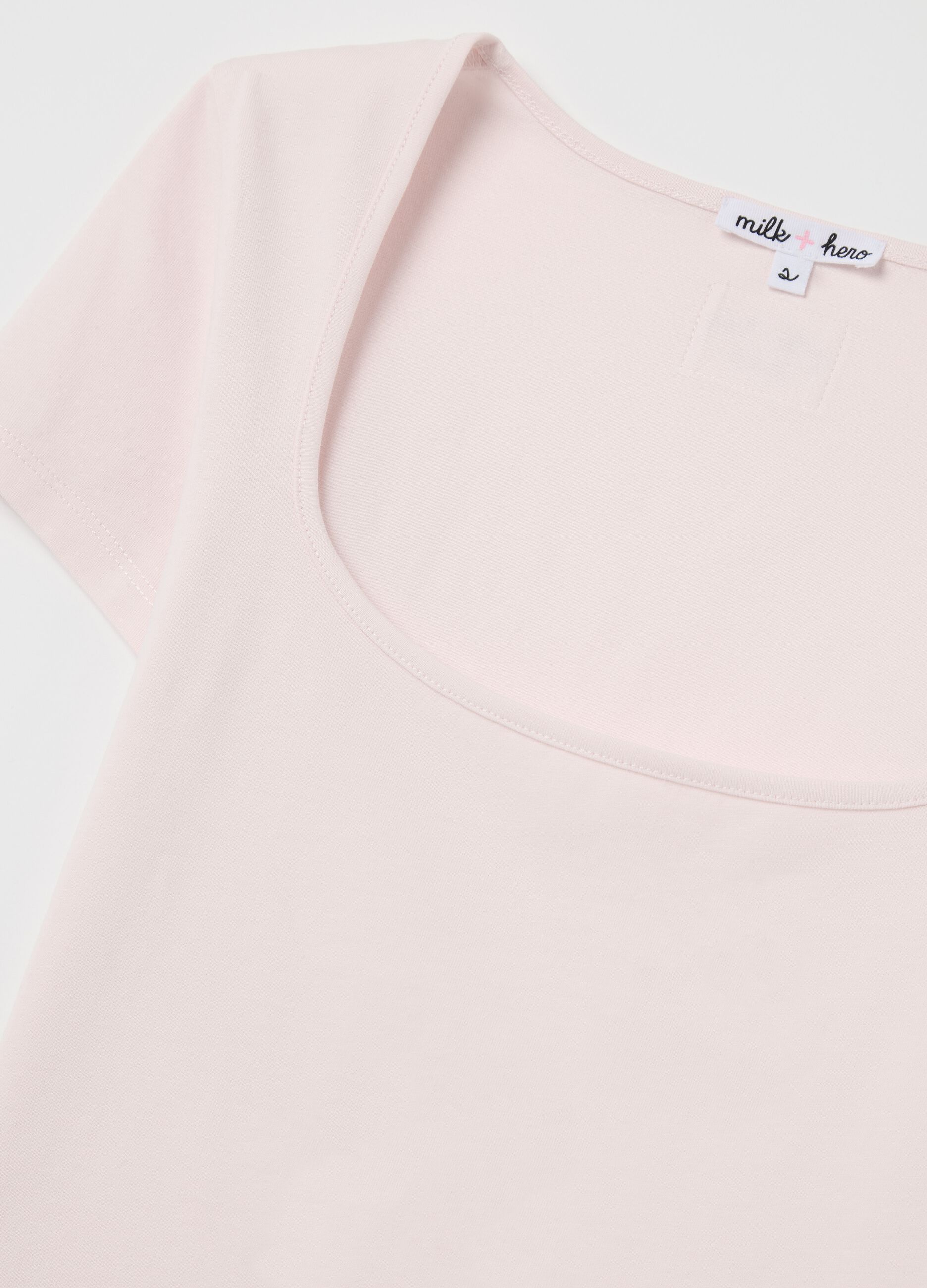 Pink T-shirt with square neckline