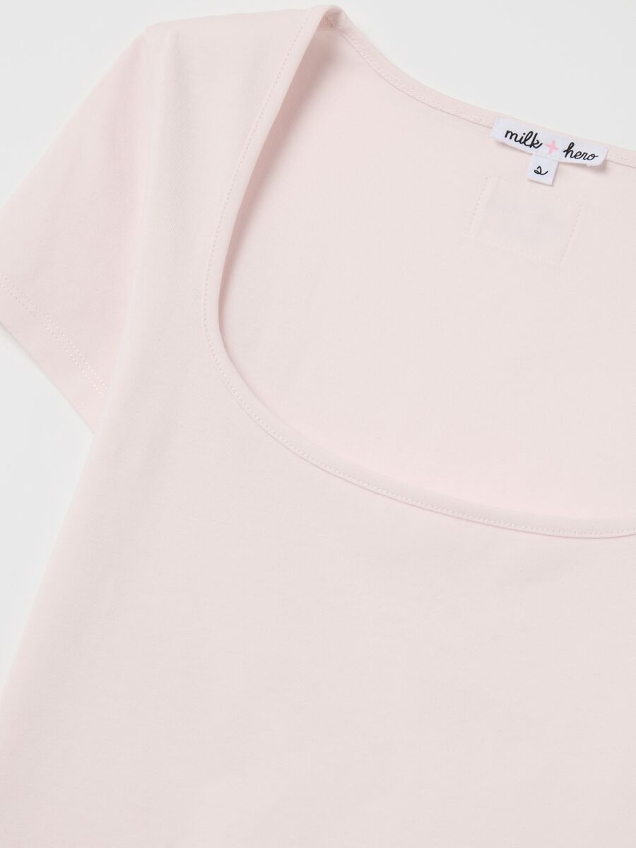 Pink T-shirt with square neckline_5