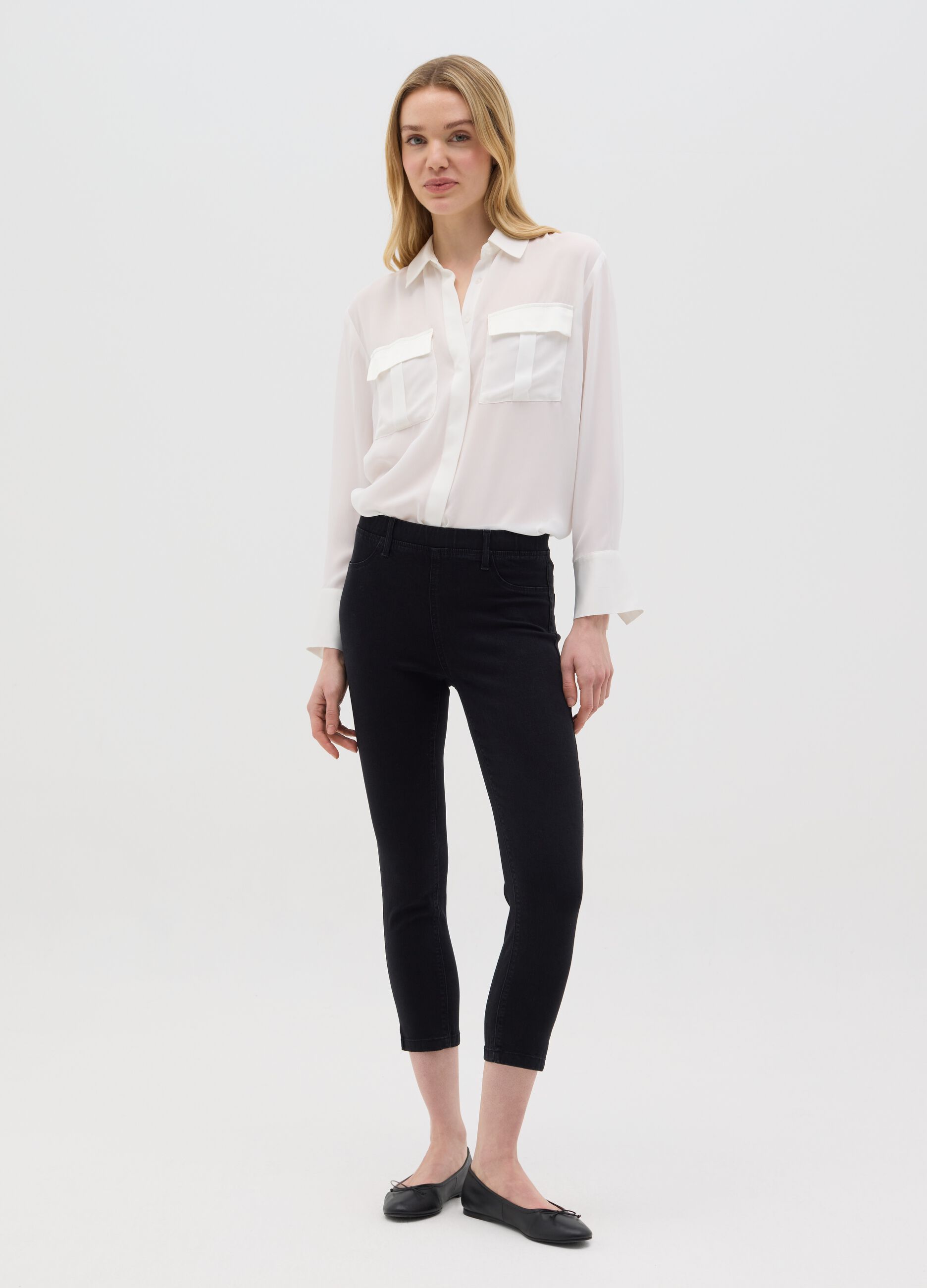 Jeans da donna in misto cotone nero skinny fit