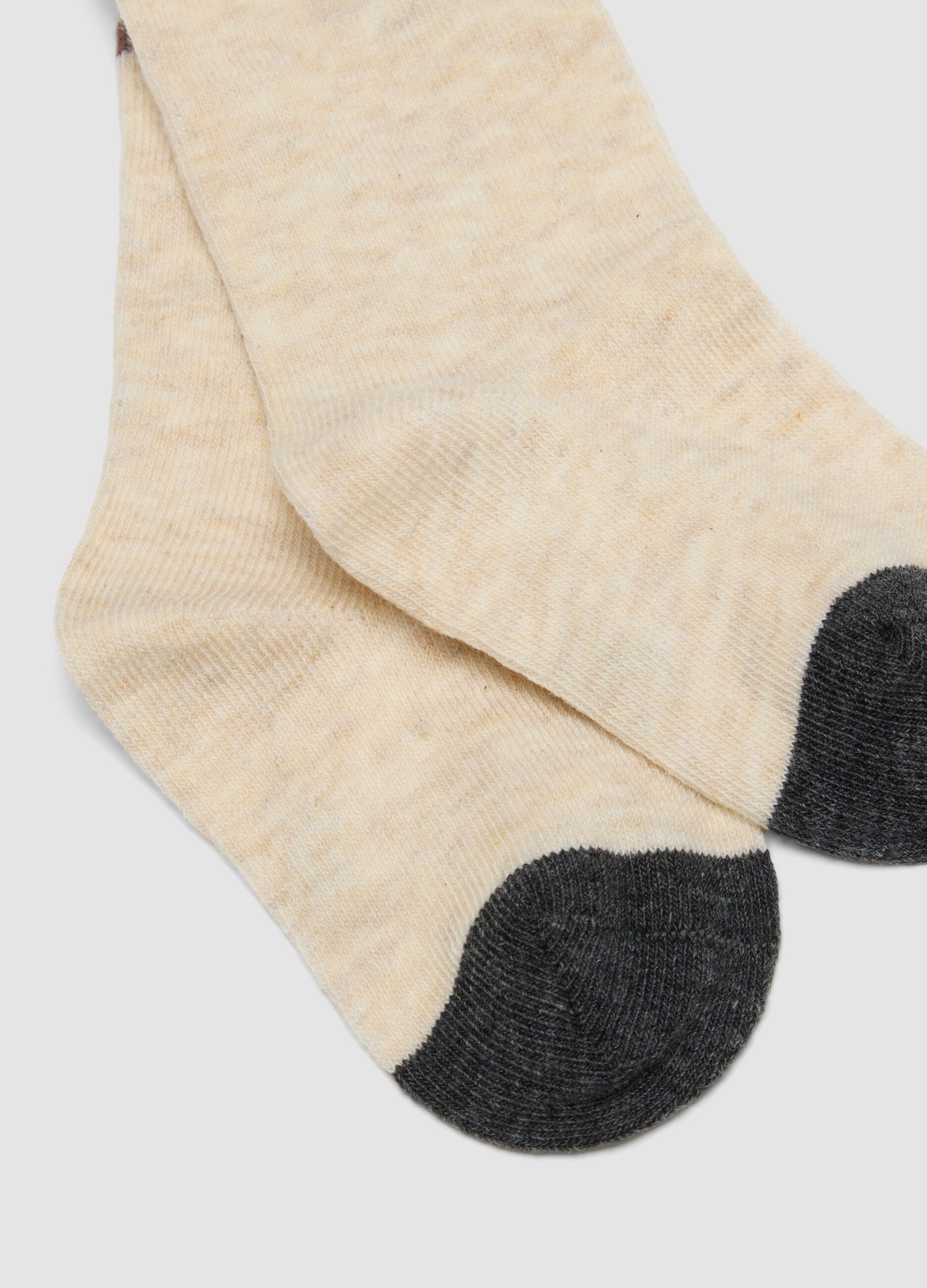 Tripack di calze lunghe beige in cotone organico elasticizzato