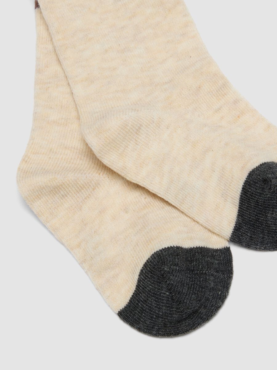 Tripack di calze lunghe beige in cotone organico elasticizzato_1
