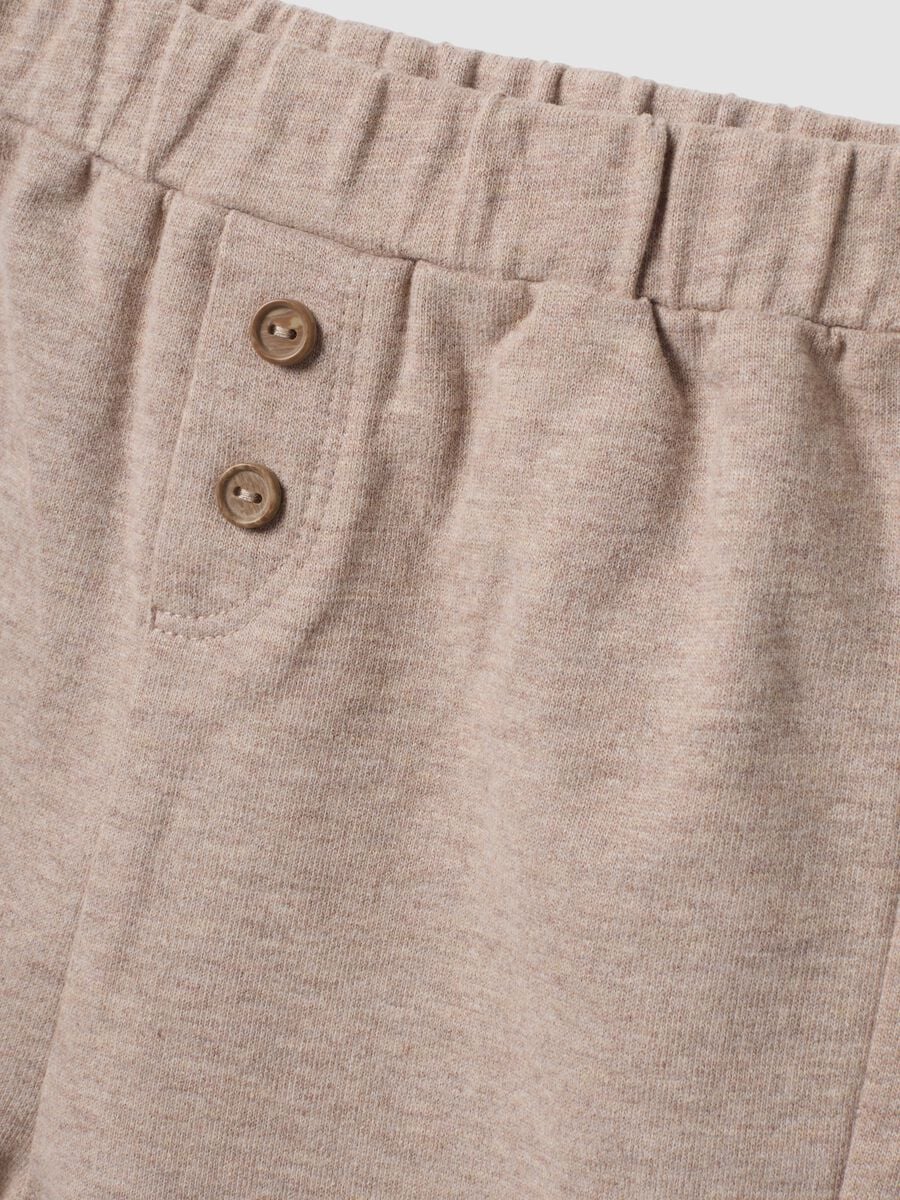 Pantaloni beige in puro cotone organico con vita elasticizzata per neonato_2