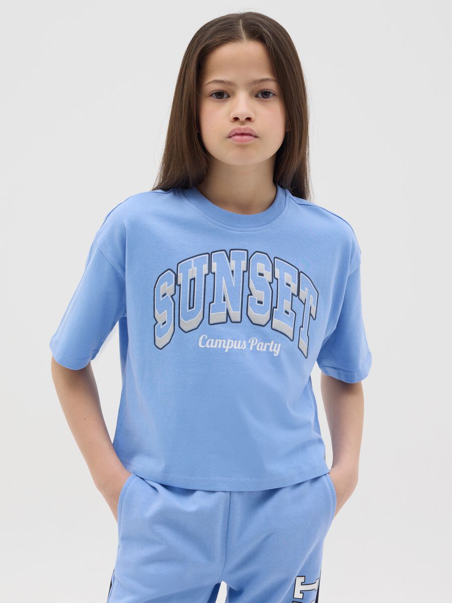 T-shirt boxy fit in cotone "Sunset Campus Party"_0