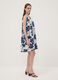 White stretch cotton dress with floral print, regular fit_0