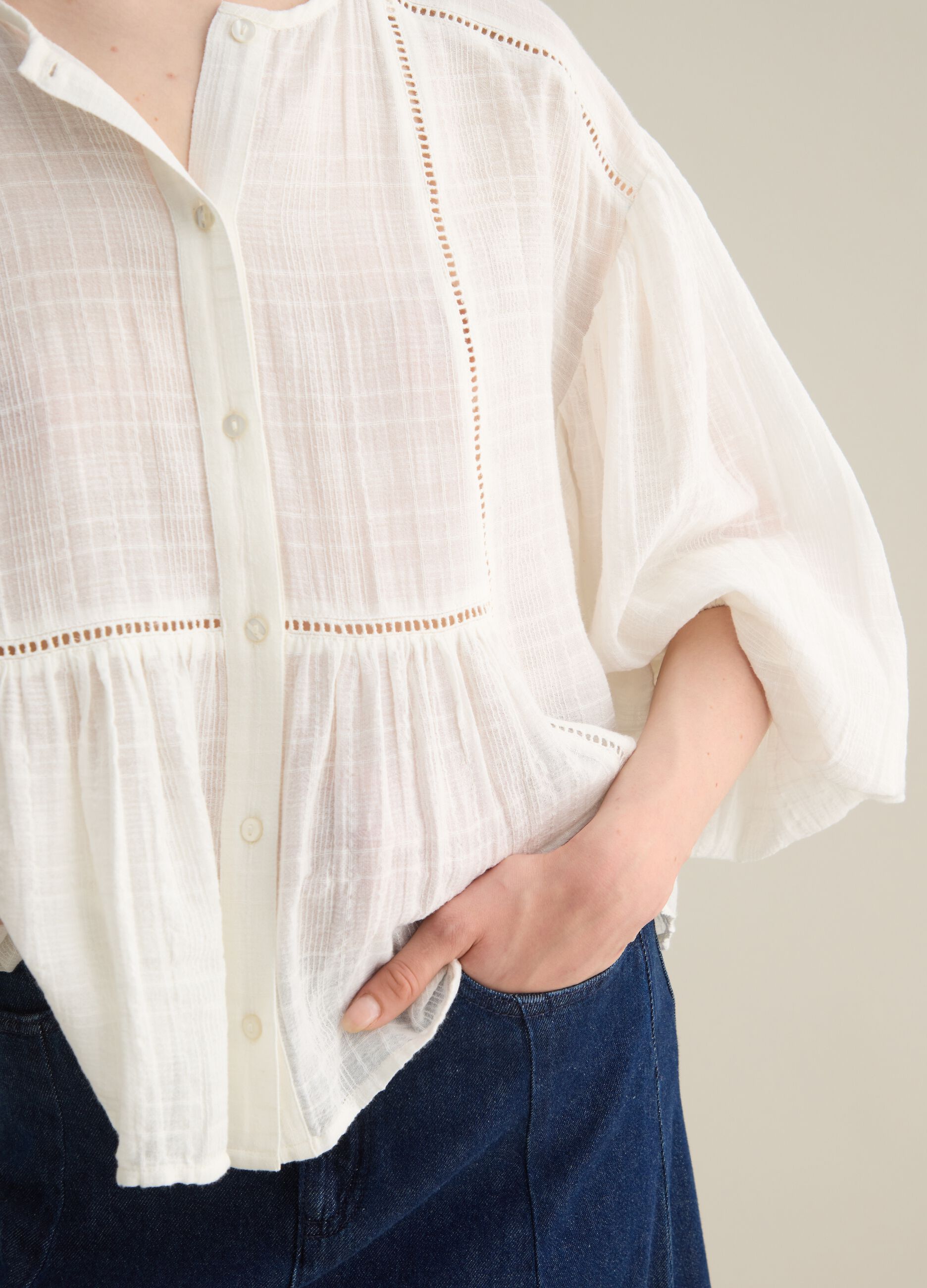White blouse in cotton