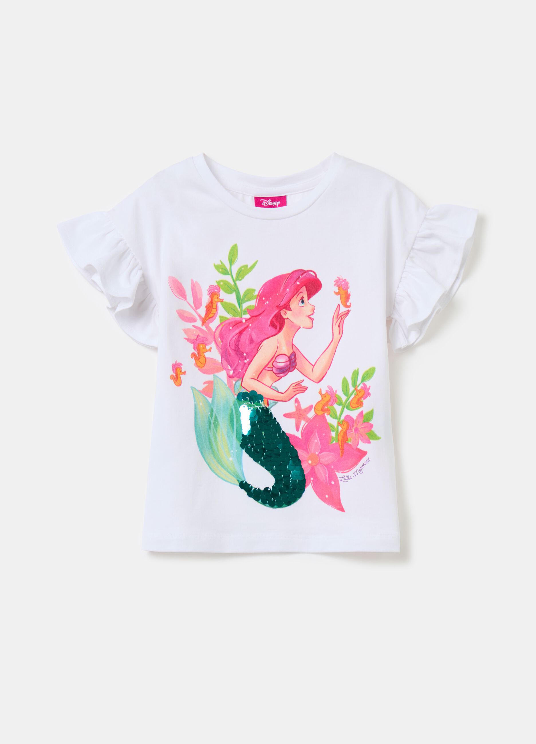 T-shirt with The Little Mermaid print and sequins