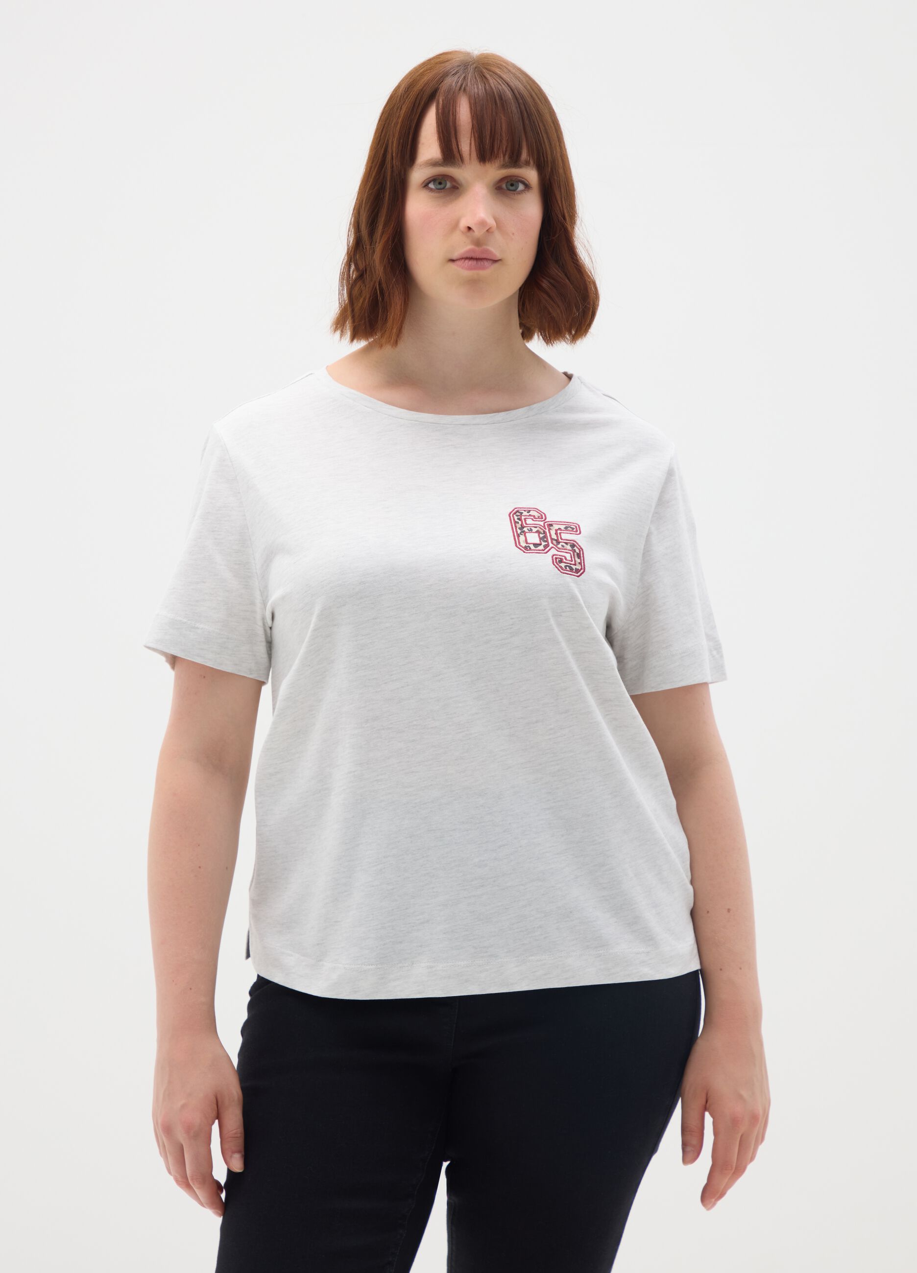 Grey women's pure cotton T-shirt