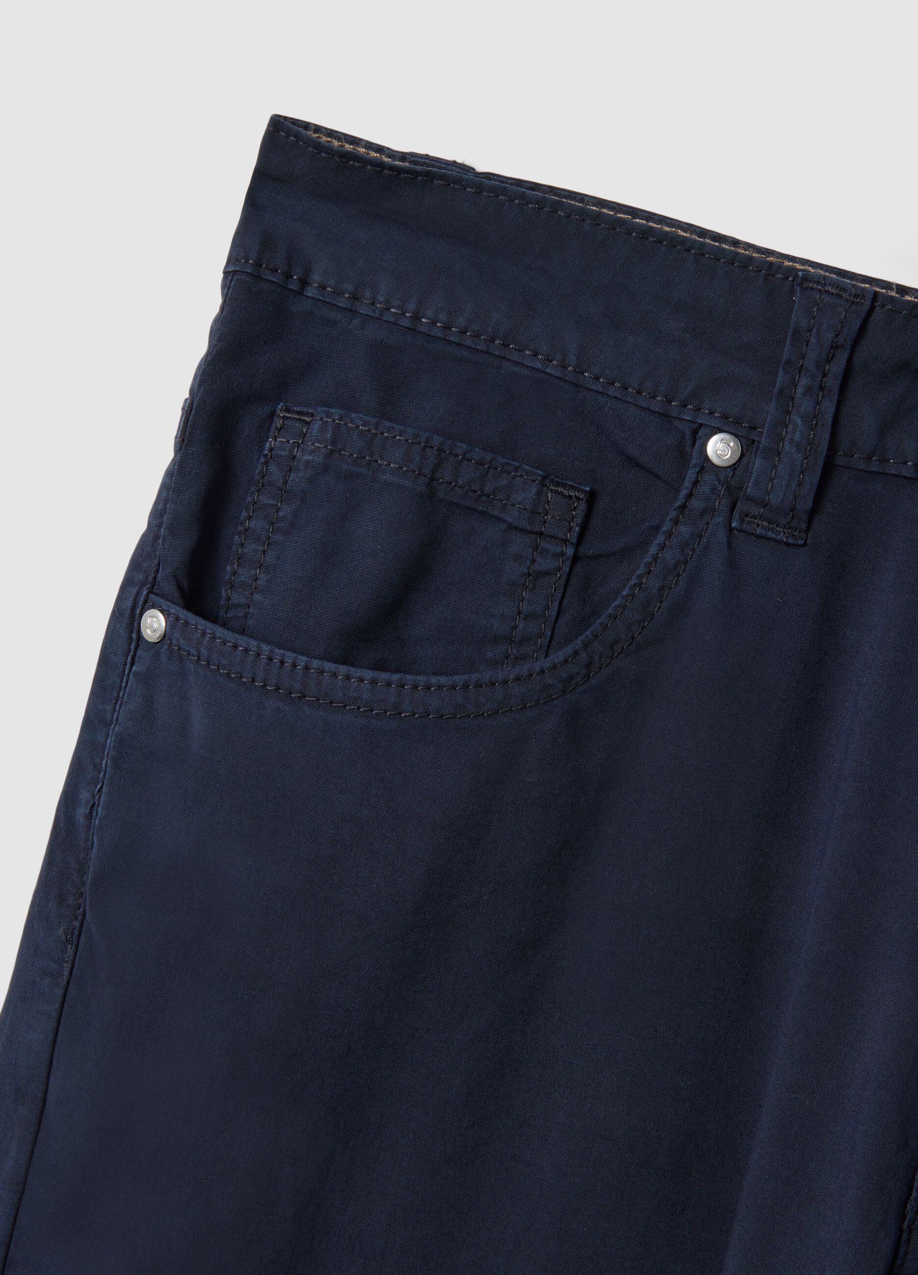 Slim Fit Stretch Cotton Blue Trousers