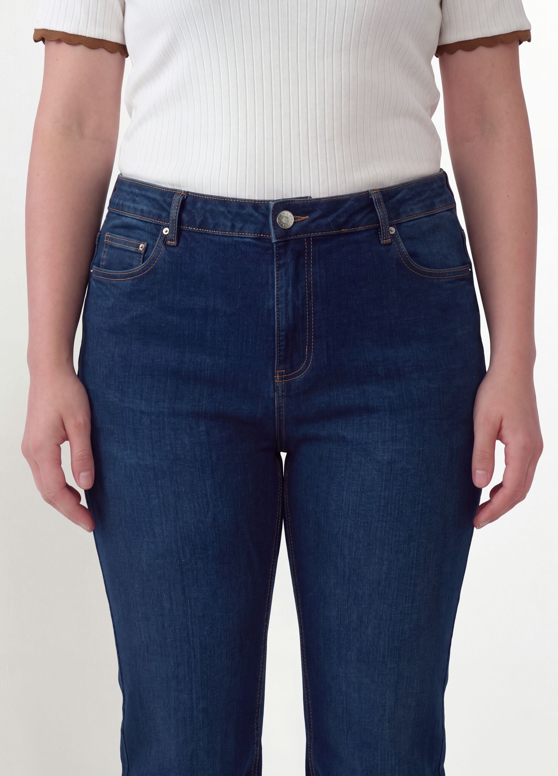 Jeans denim blu in cotone elasticizzato bootcut