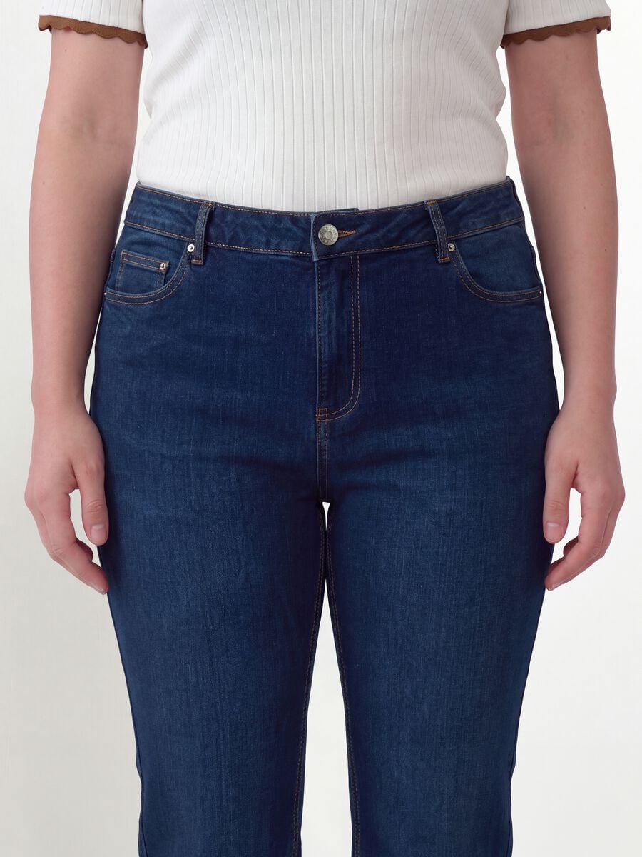 Jeans denim blu in cotone elasticizzato bootcut_2