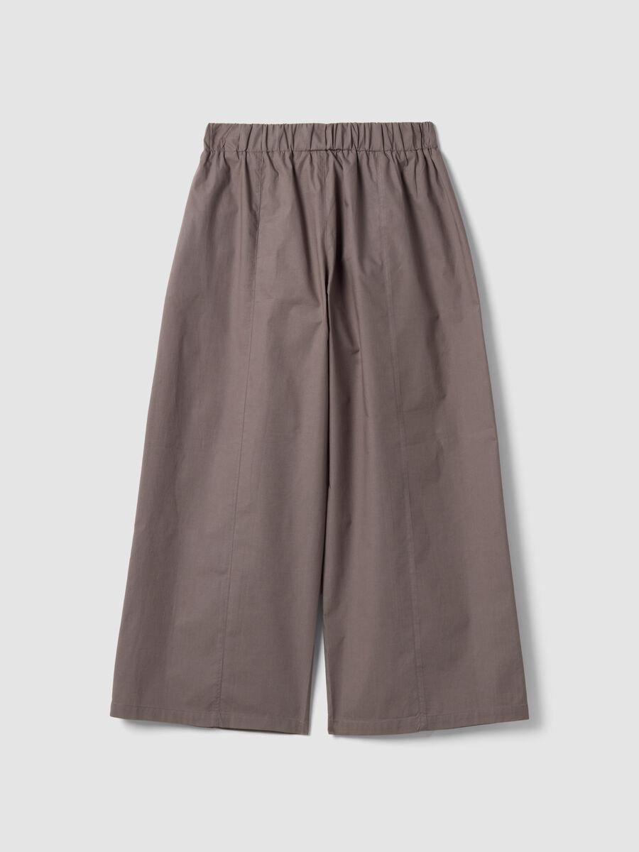 Pantaloni marroni in puro cotone con vita elastica per ragazza_1