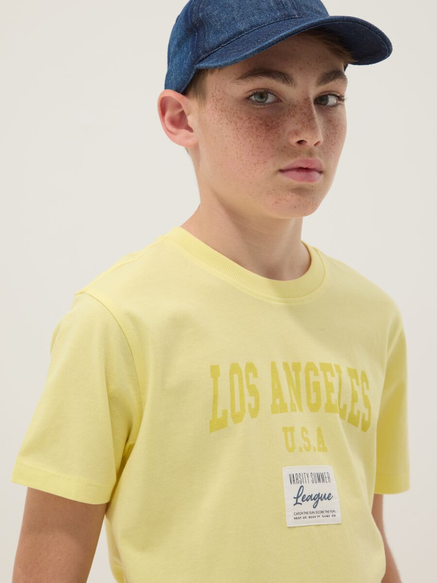 T-shirt in puro cotone gialla da ragazzo regular fit con stampa_2