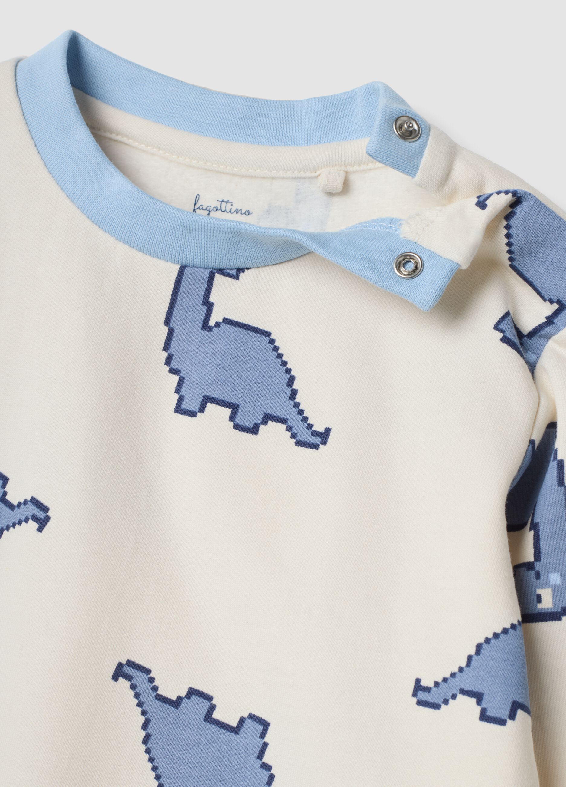 Pigiama blu in puro cotone organico con girocollo