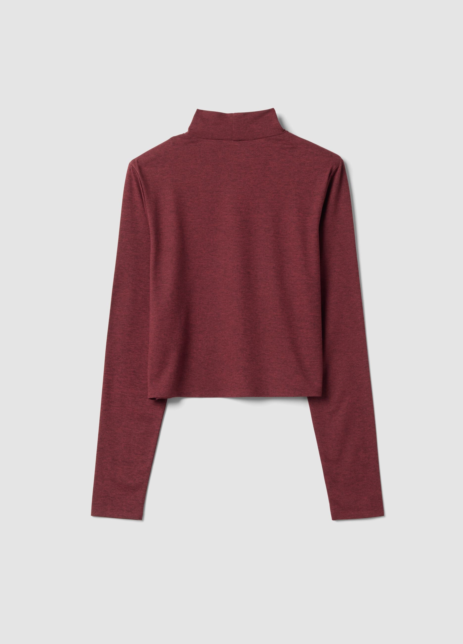 T-shirt rossa crop in tessuto elasticizzato con collo rialzato Easy Dry ALTAVIA STUDIO