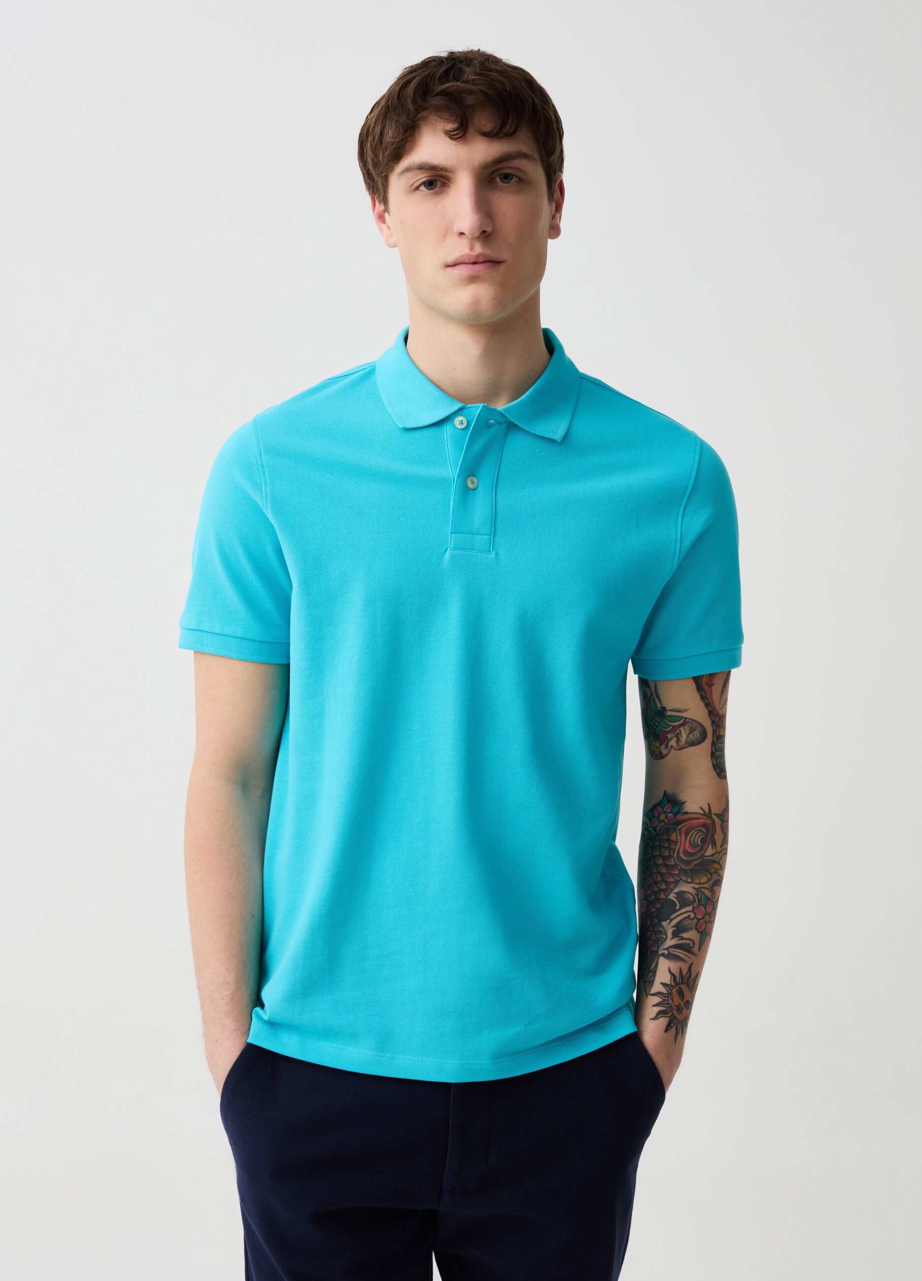 Organic cotton pique polo shirt