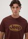 Brown pure cotton crew-neck T-shirt with Jeep print_2