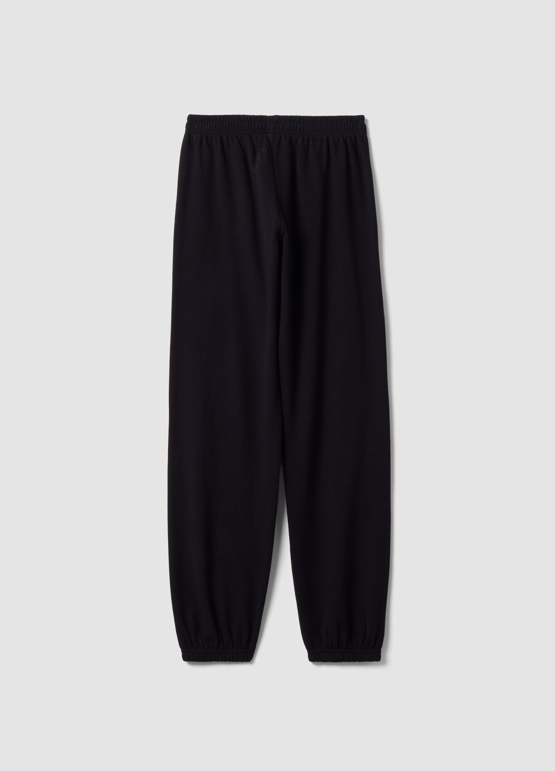Black organic cotton-blend jogger trousers with printed detail for girls