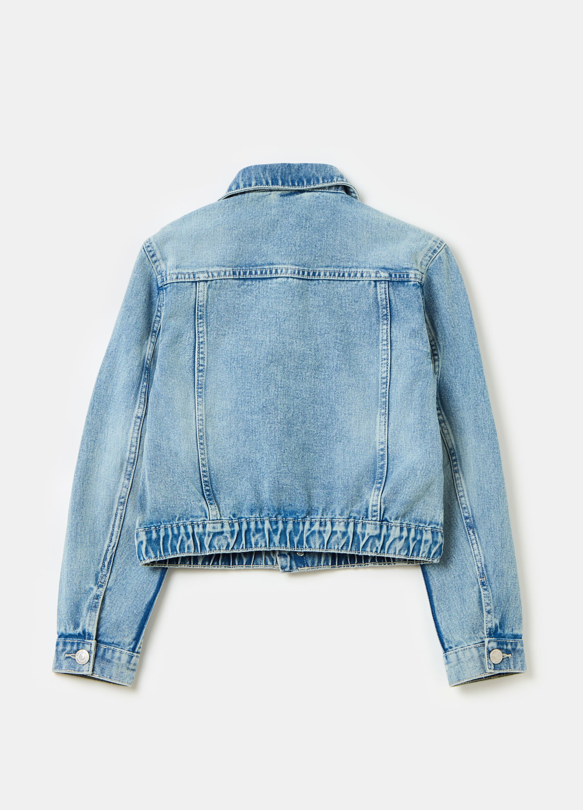 Denim jacket with elasticated hem