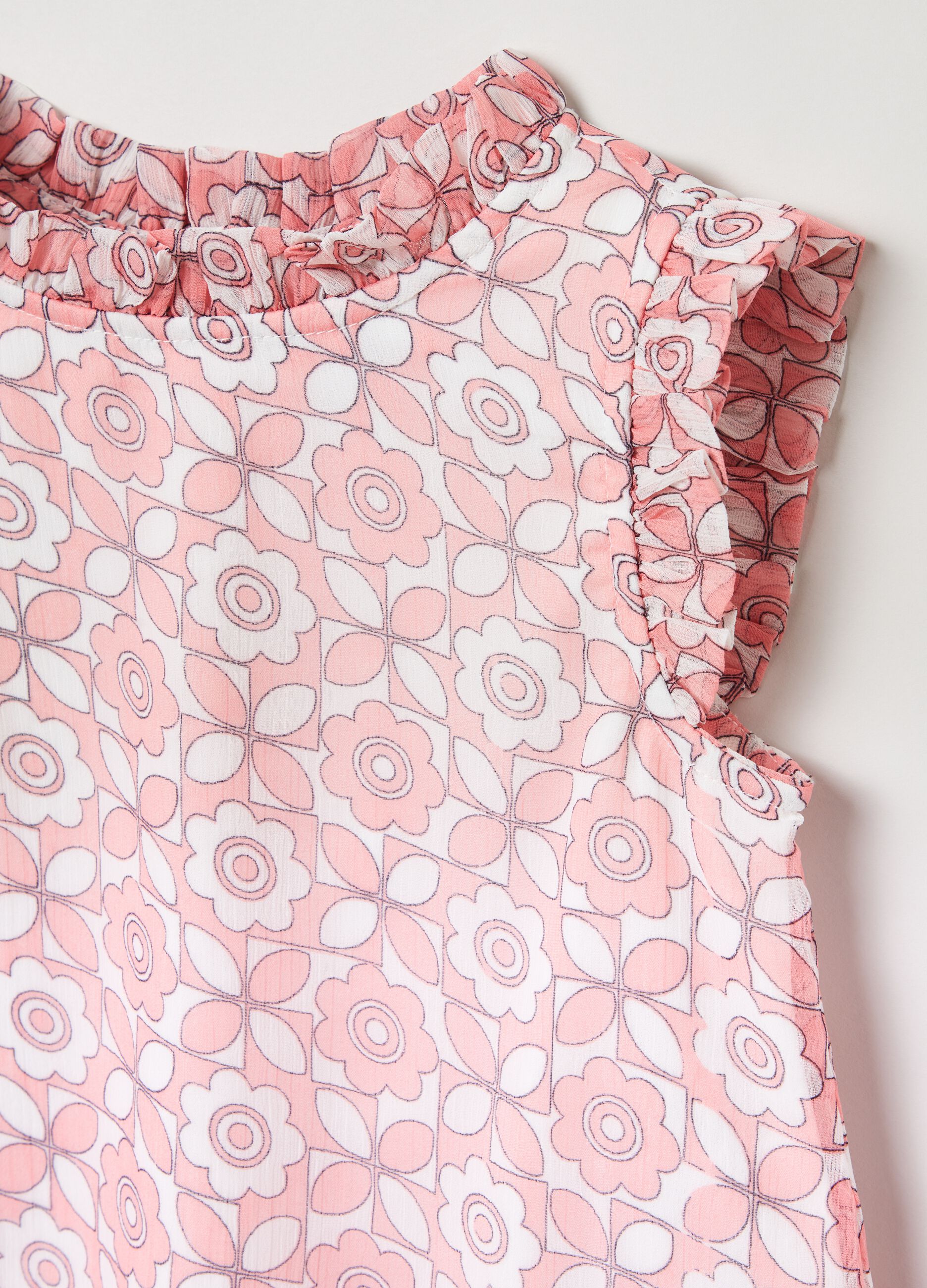 Blusa con rouches e stampa floreale_2