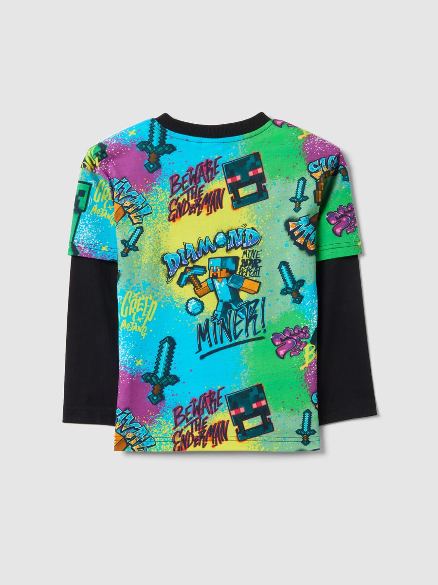 Multicolor pure cotton child's T-shirt with Minecraft print_1