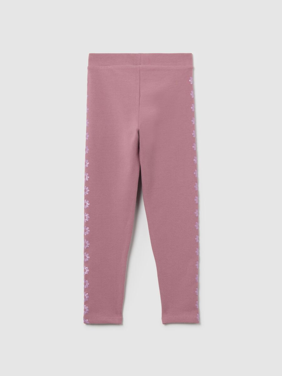 Girls' pink cotton blend skinny fit leggings_1
