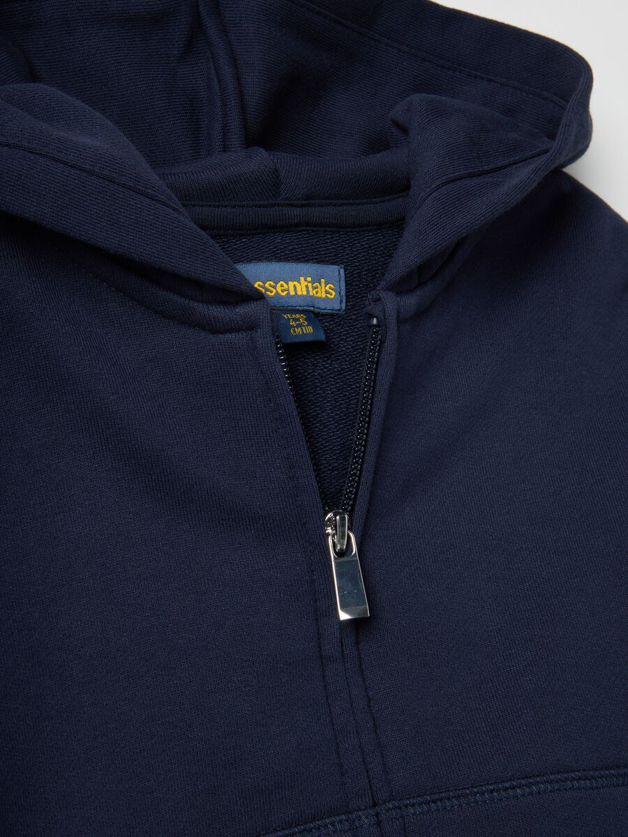 Girls' blue hooded zip sweatshirt in pure cotton regular fit_2