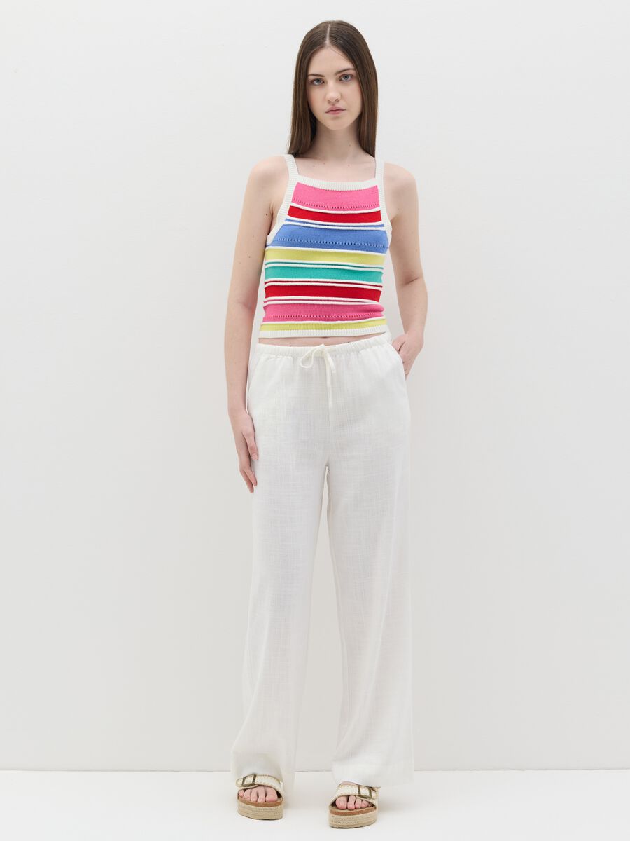 Crochet tank top with multicoloured stripes_2