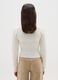 Beige girl's fitted sweater with polo collar_1