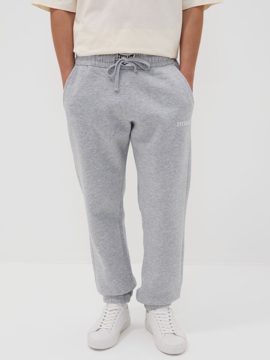 Grey cotton-blend joggers with logo_1