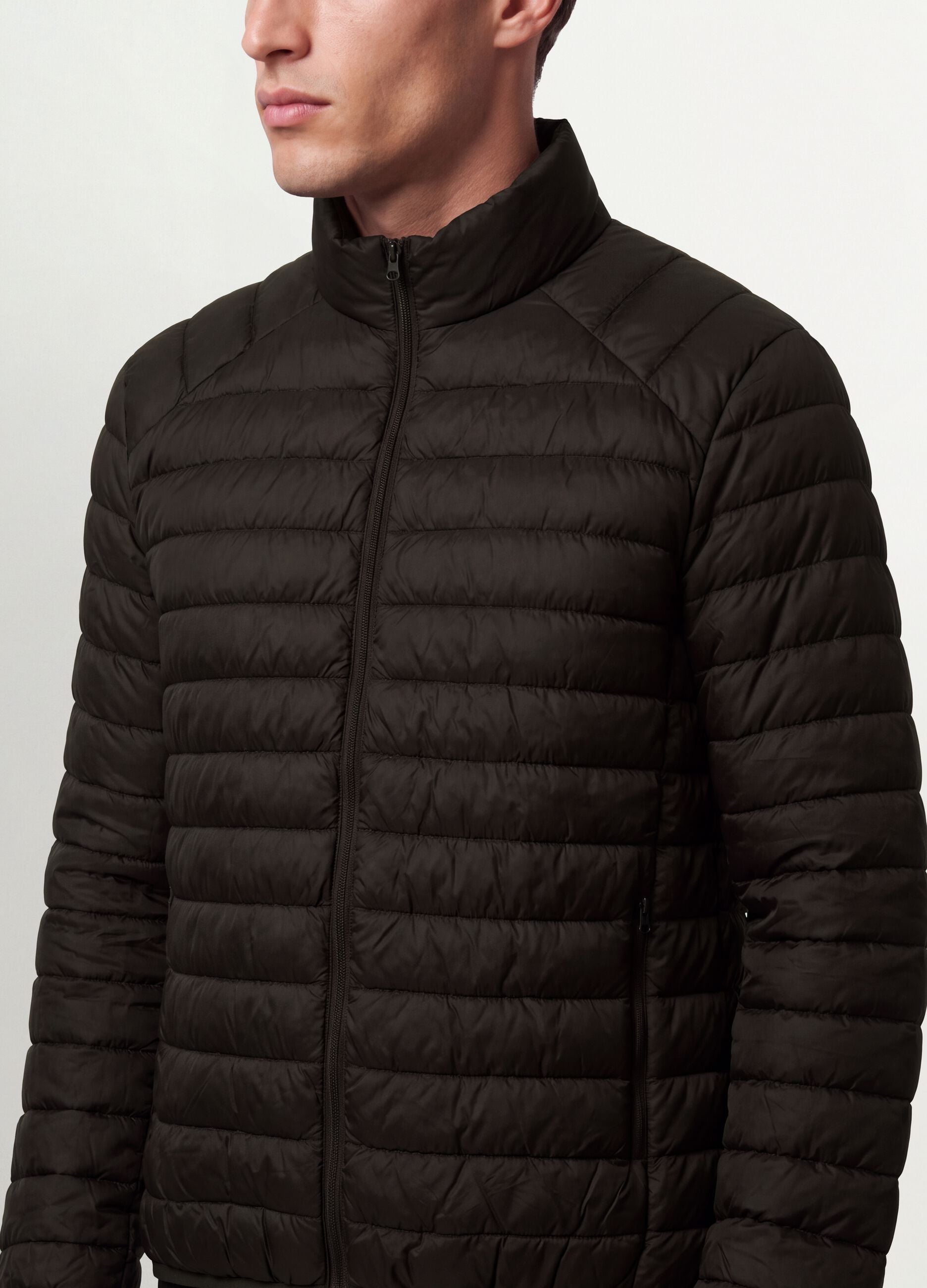 Brown Ultralight Padded Jacket, Regular Fit with Zip